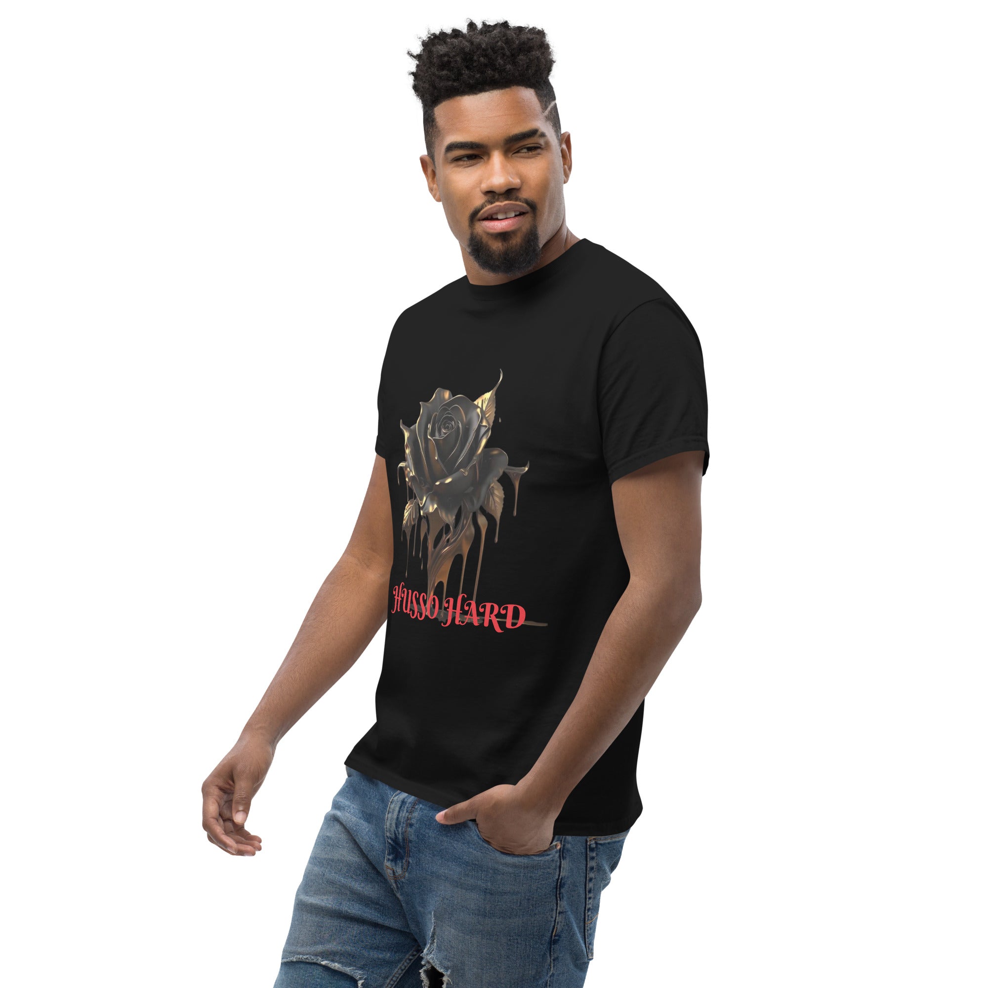 Men's Cotton T-Shirt: Melting Rose Classic Tee | Husso Hard