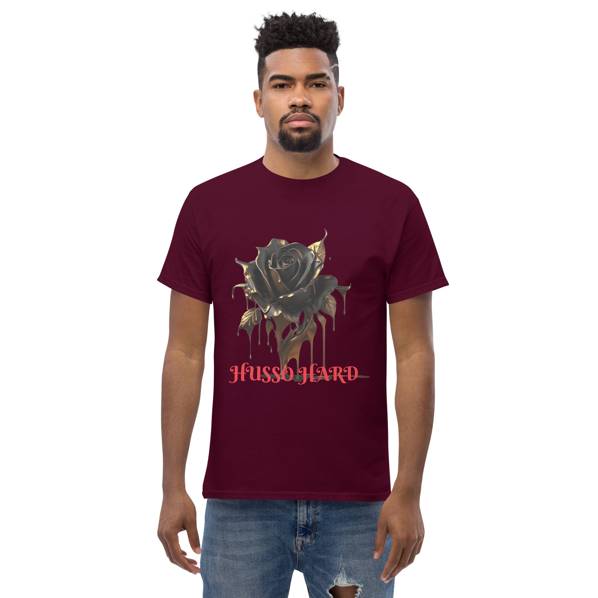 Men's Cotton T-Shirt: Melting Rose Classic Tee | Husso Hard