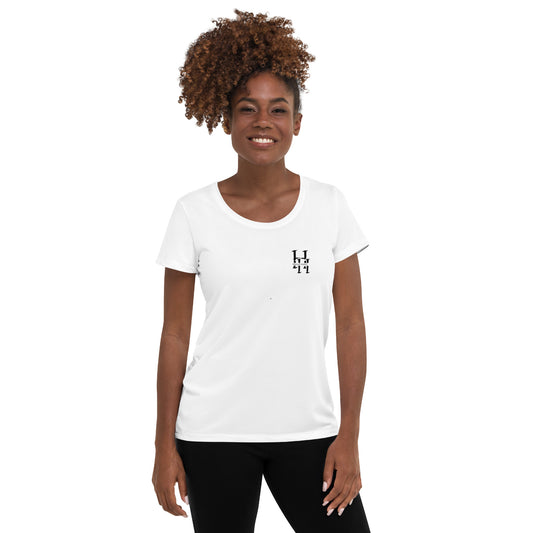 Women's White Spandex Athletic Shirt with Husso Hard logo