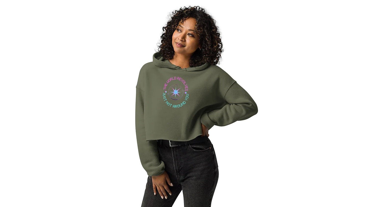 Husso Hard green women’s cropped hoodie for motivational athletic streetwear 