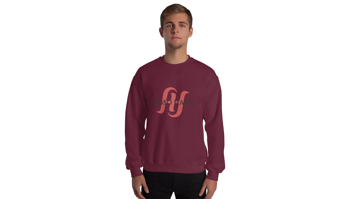 Husso Hard maroon unisex crewneck sweatshirt for men’s athletic streetwear apparel