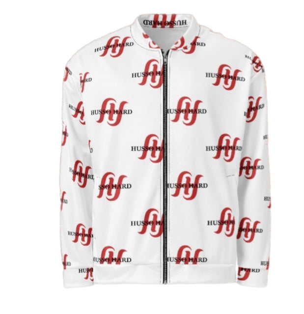 Unisex Red and White Bomber Jacket - HH Pattern