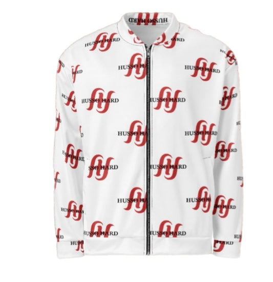 Unisex Red and White Bomber Jacket - HH Pattern