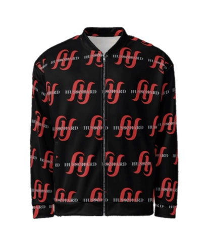 Unisex Black and Red Bomber Jacket - HH Pattern