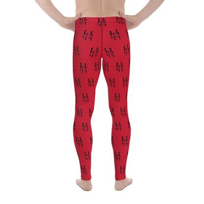 Men’s Black Print Workout Leggings – White or Red (XS–3XL)