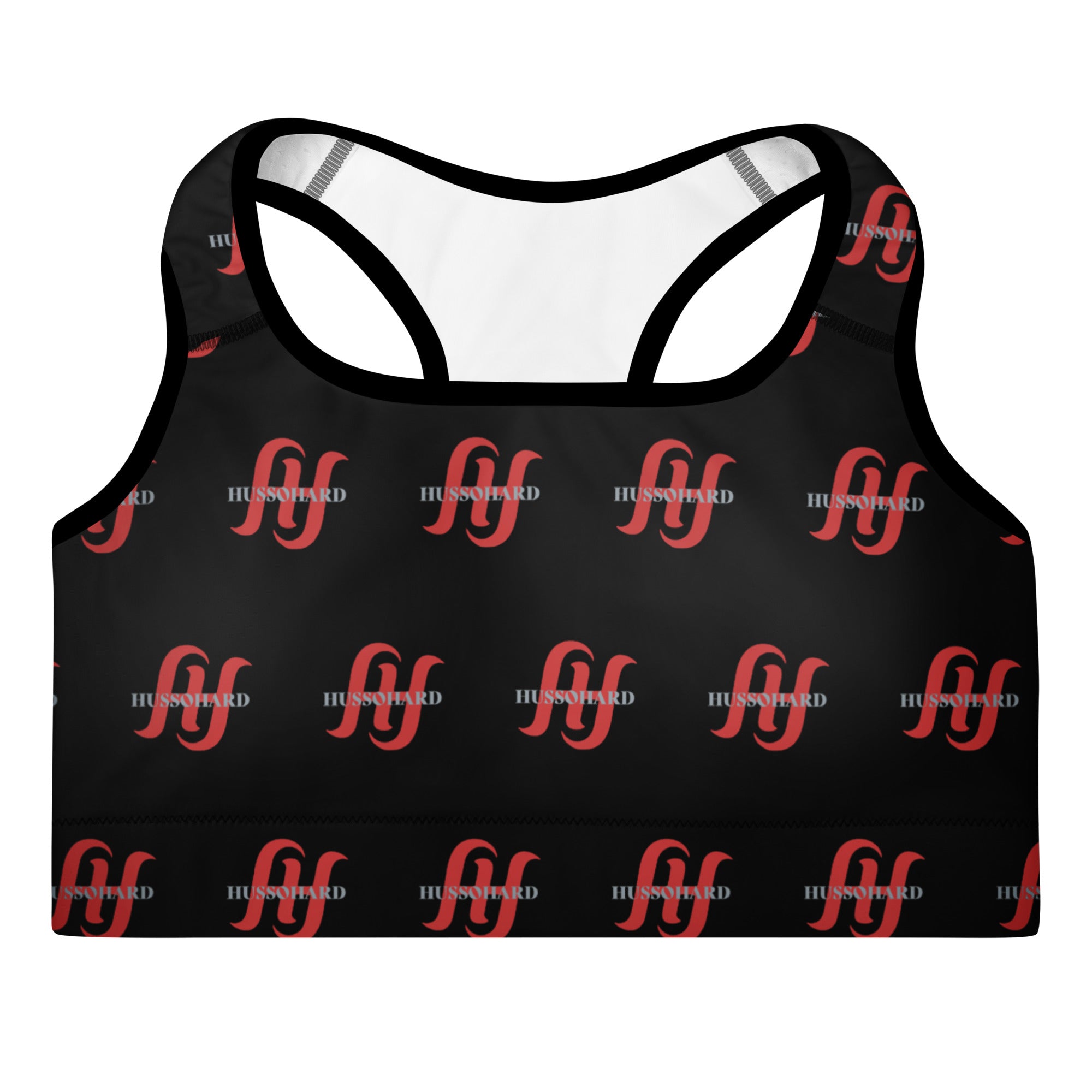 Women's Sports Bra - Padded Sports Bra Red H Print | Husso Hard