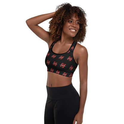 Women’s Red Logo Print Padded Sports Bra (XS–2XL)
