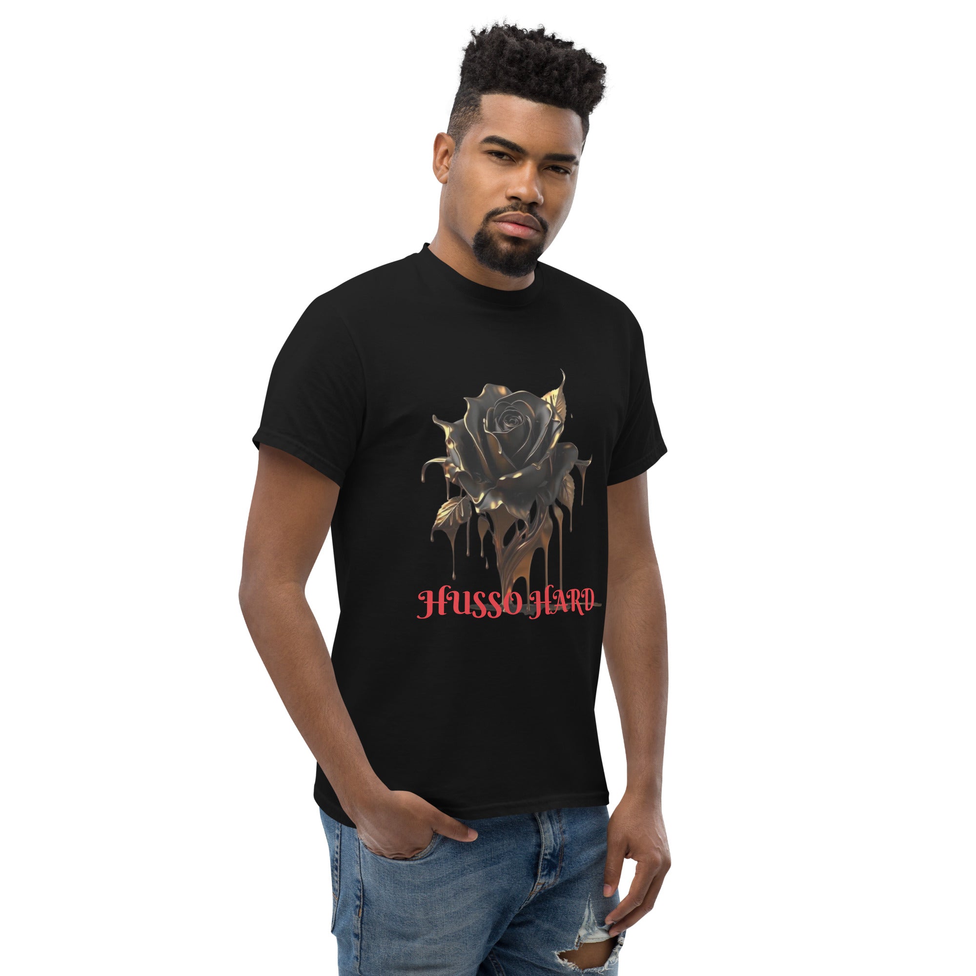 Men's Cotton T-Shirt: Melting Rose Classic Tee | Husso Hard
