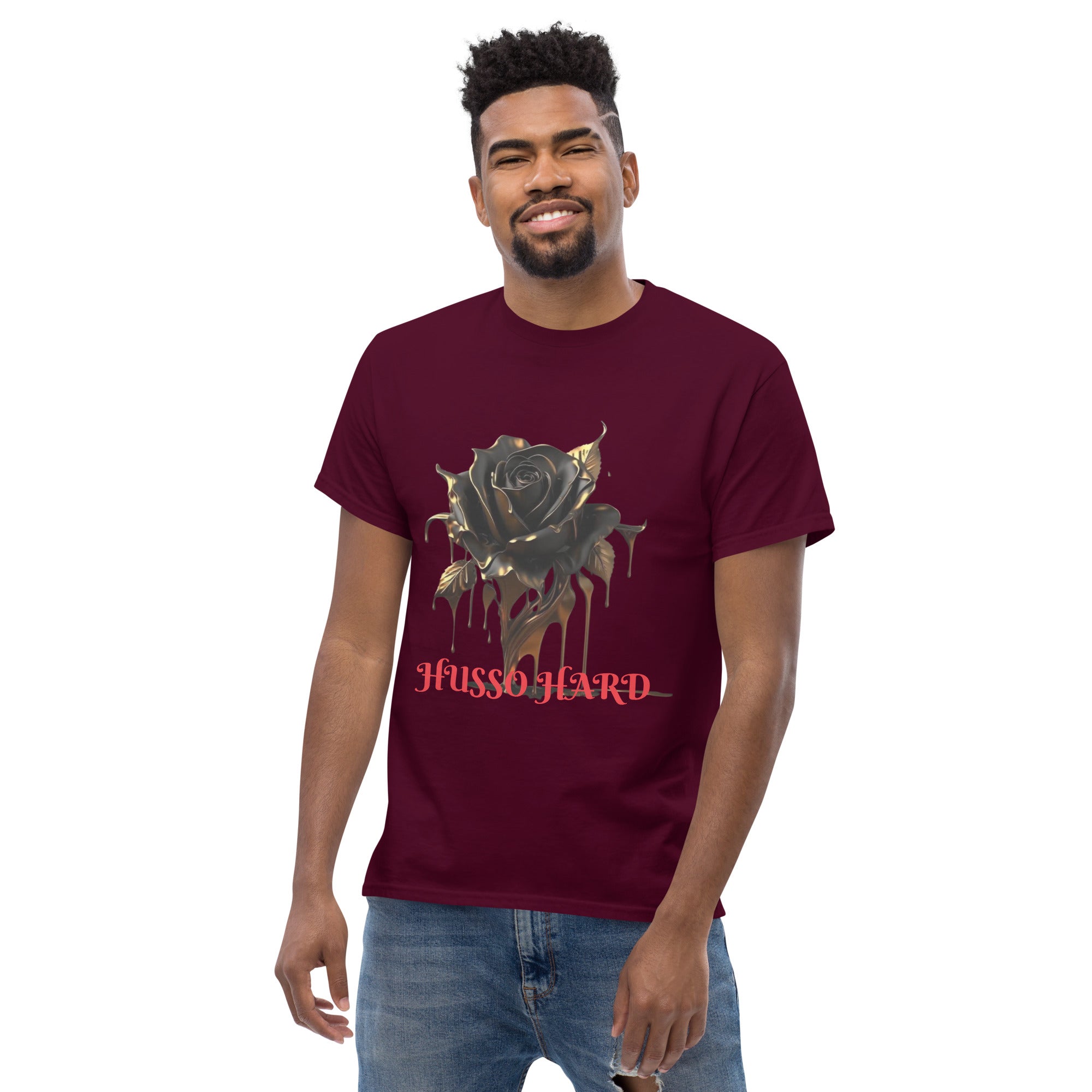Men's Cotton T-Shirt: Melting Rose Classic Tee | Husso Hard