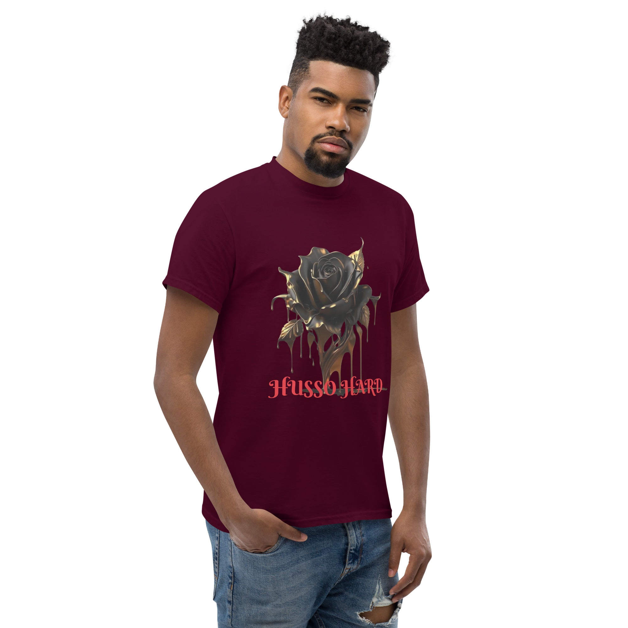 Men's Cotton T-Shirt: Melting Rose Classic Tee | Husso Hard