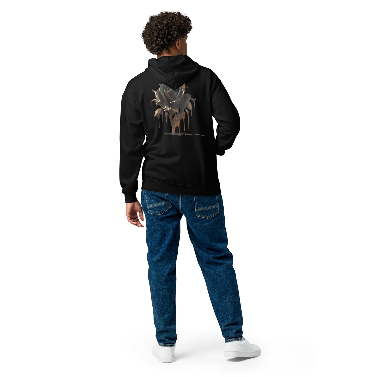 Men's Zip-up Hoodie: Melting Rose Zip Print | Husso Hard