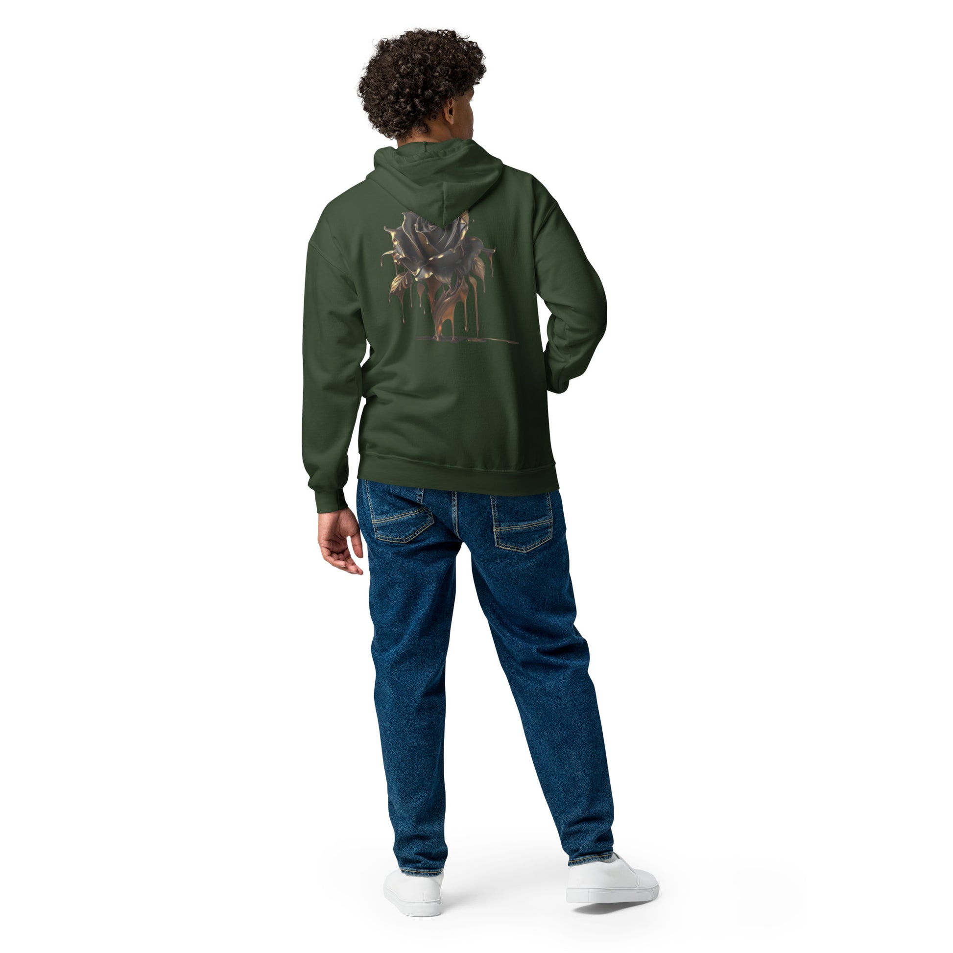 Men's Zip-up Hoodie: Melting Rose Zip Print | Husso Hard