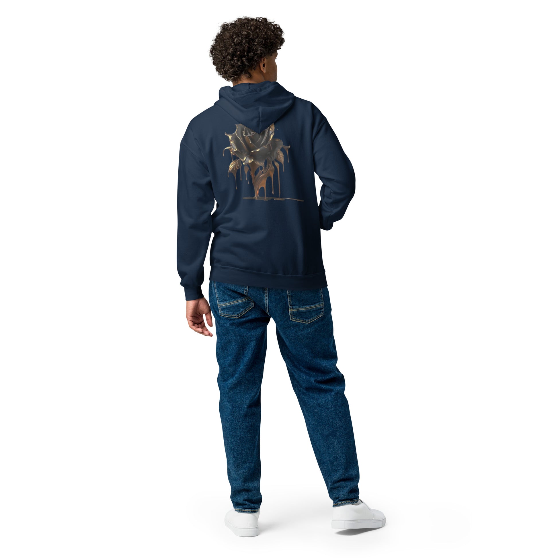 Men's Zip-up Hoodie: Melting Rose Zip Print | Husso Hard