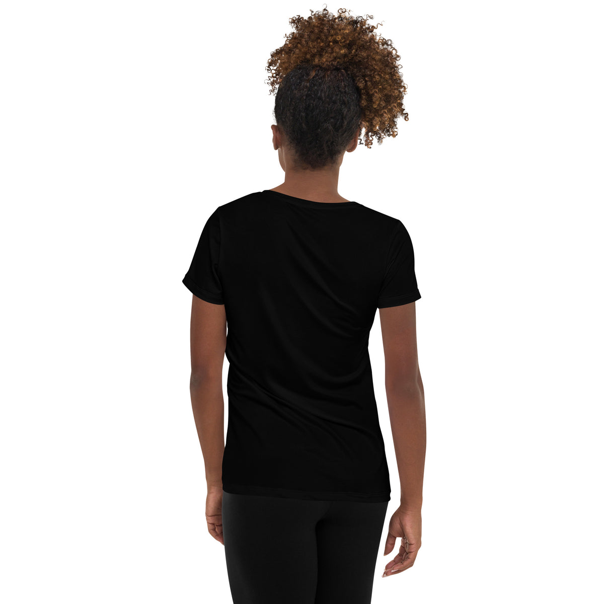 Women's Black Spandex Athletic Shirt back view