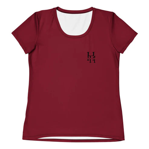 Women's Burgundy Spandex Athletic Shirt with Husso Hard logo
