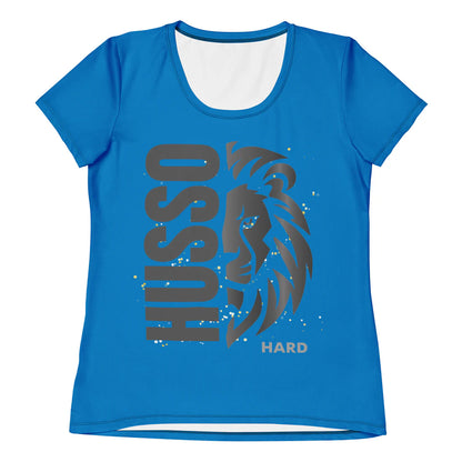 Women's Navy Blue Lion Graphic Athletic Shirt with Husso Hard lion design