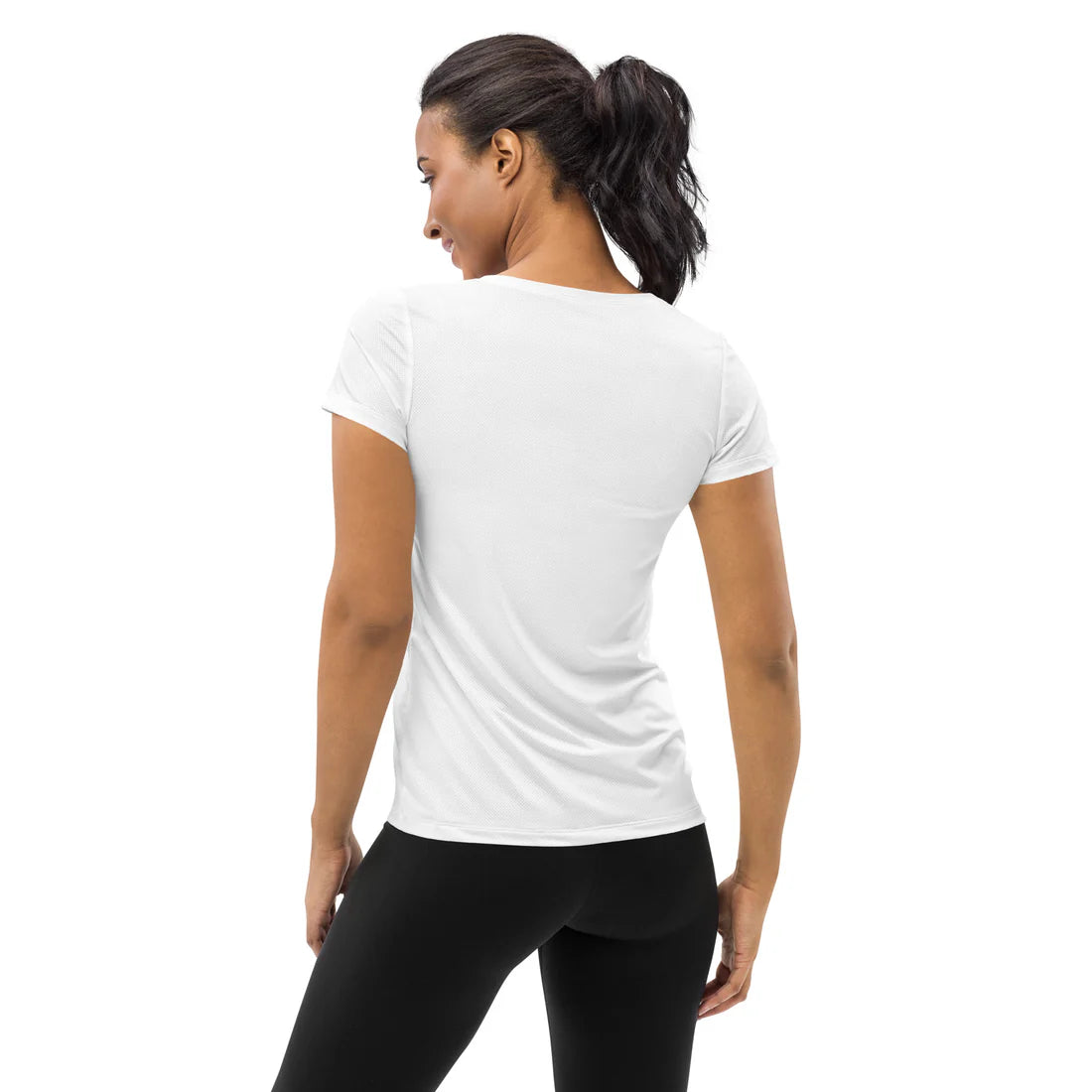 Women's White Spandex Athletic Shirt back view