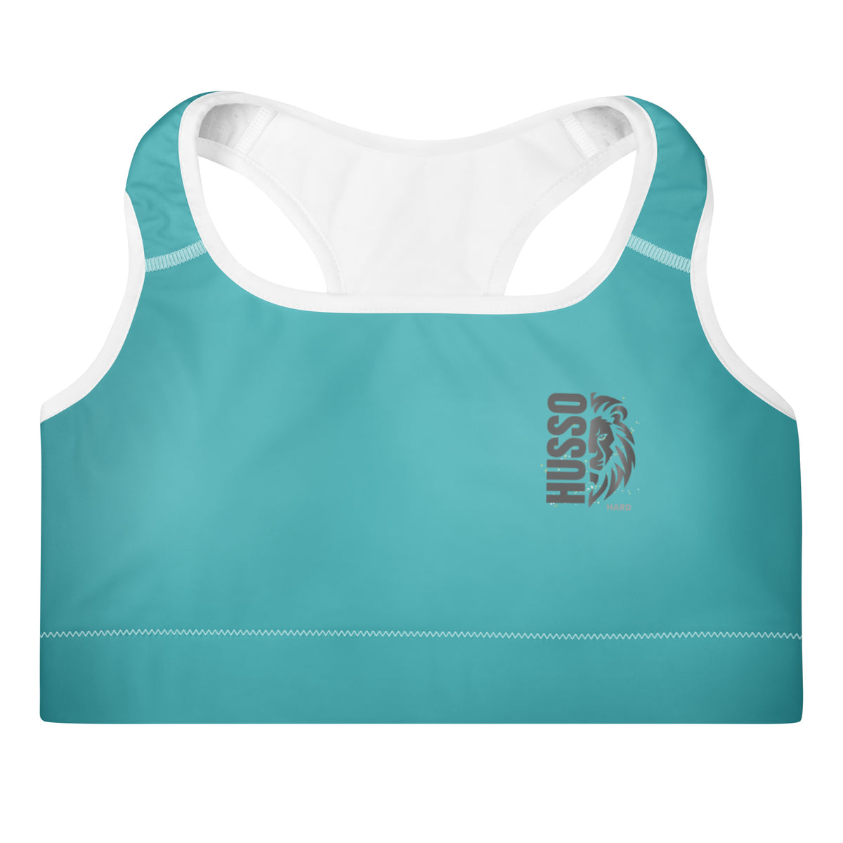 Blue Husso Hard padded sports bra with lion logo