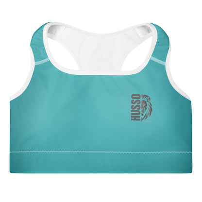 Blue Husso Hard padded sports bra with lion logo