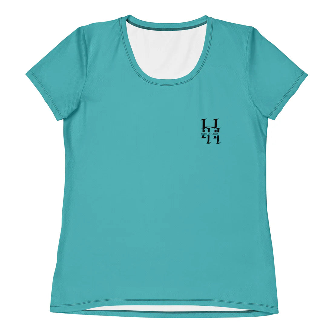 Women's Teal Blue Spandex Athletic Shirt with Husso Hard logo