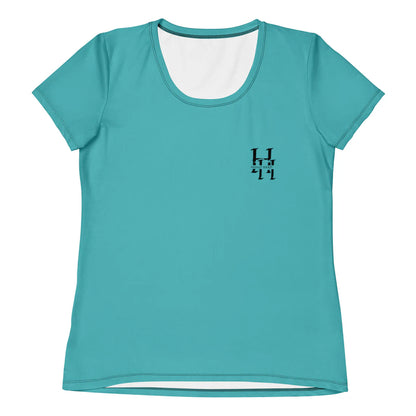 Women's Teal Blue Spandex Athletic Shirt with Husso Hard logo