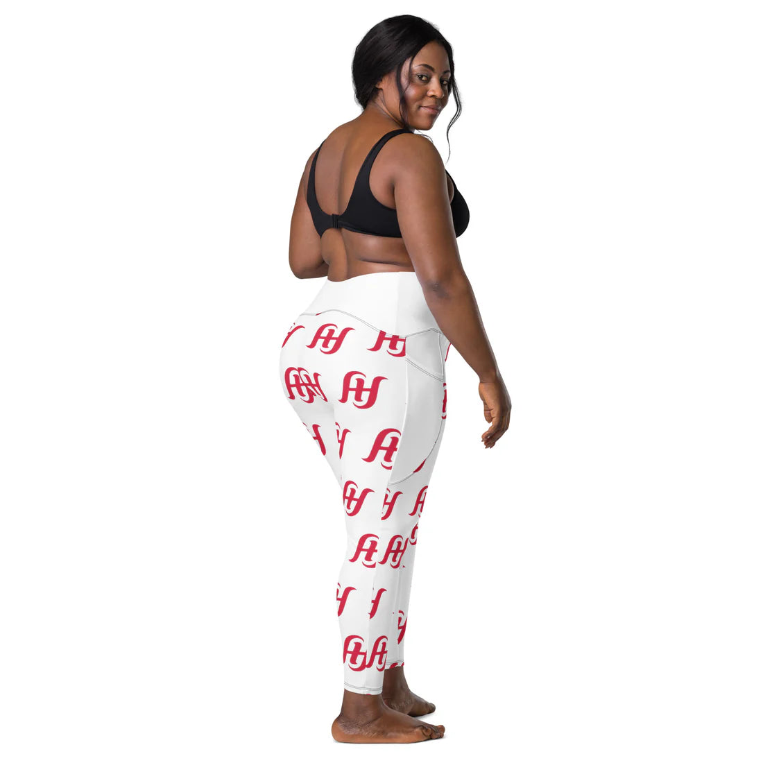 Women’s Printed Leggings with Pockets – Red HH Design (2XS-6X)