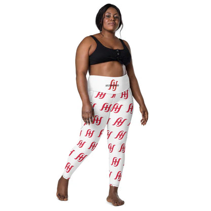 Women’s Printed Leggings with Pockets – Red HH Design (2XS-6X)