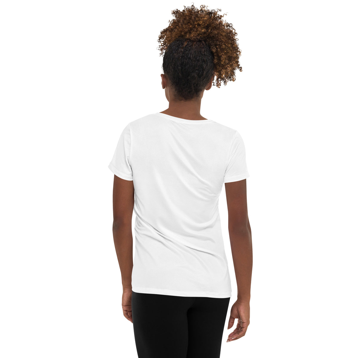 Women's White Spandex Athletic Shirt back view