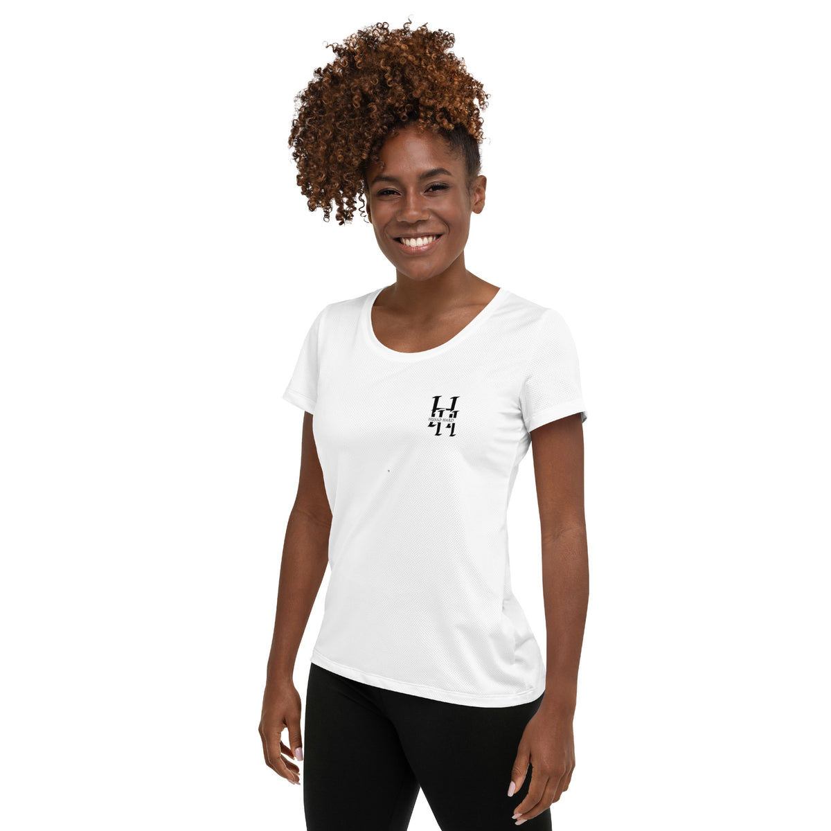 Women's White Spandex Athletic Shirt with Husso Hard logo