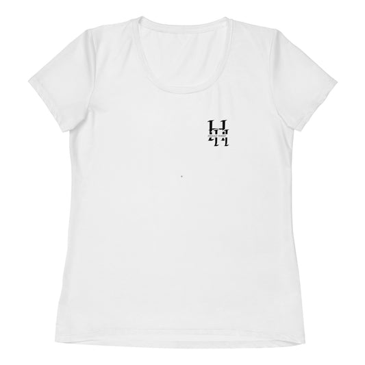 Women's White Spandex Athletic Shirt with Husso Hard logo
