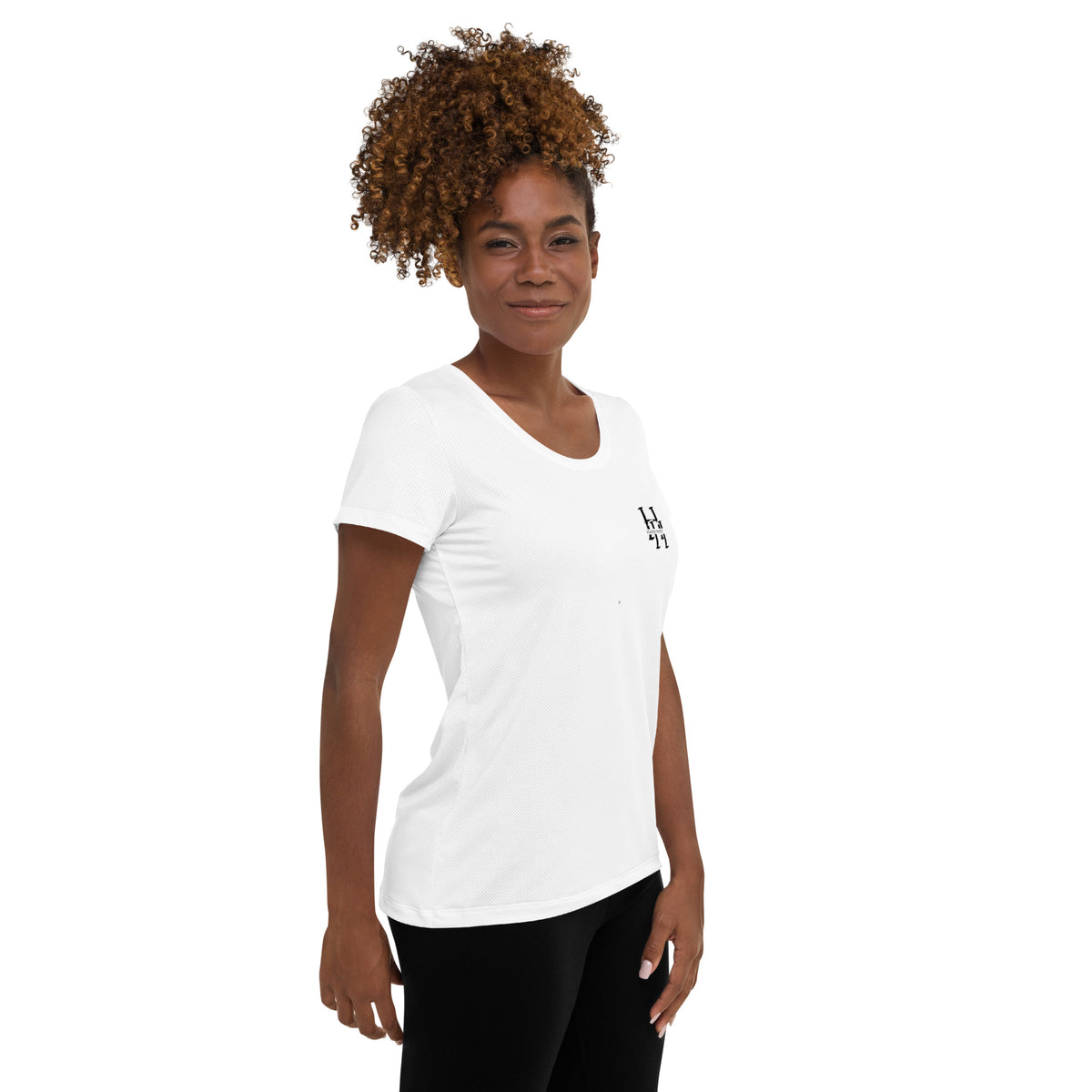 Women's White Spandex Athletic Shirt with Husso Hard logo